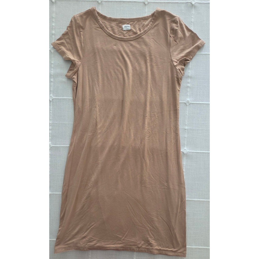 Wilfred Free Aritzia Tan Short Sleeve T-Shirt Mini Dress XL Neutral Jersey Knit